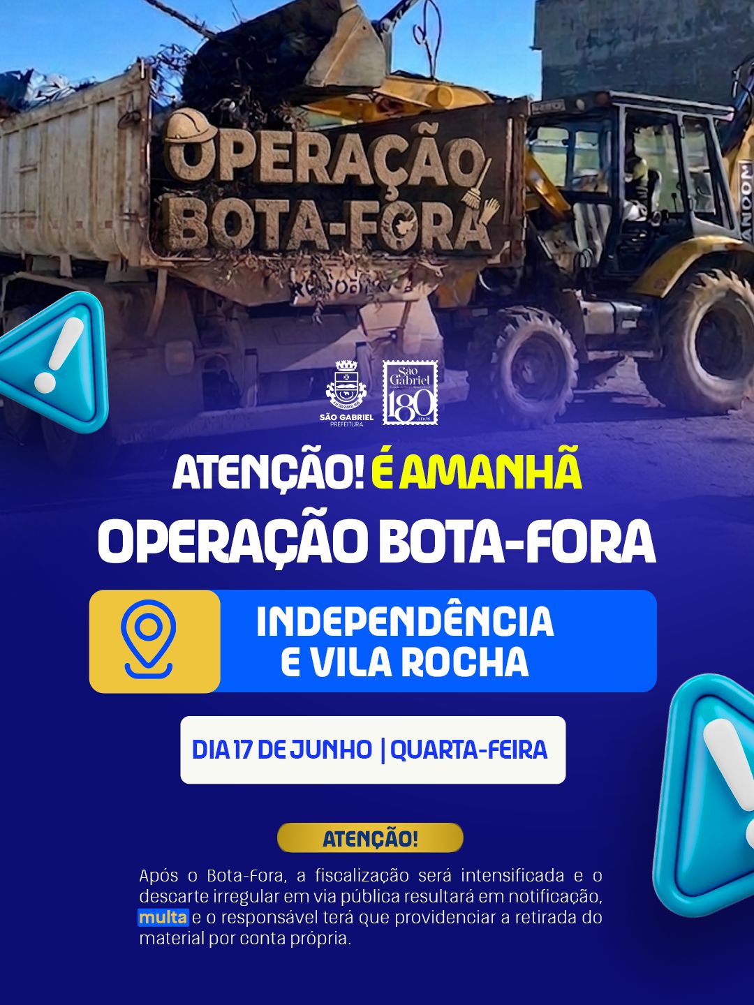 Operação Bota-Fora chega aos bairros Independência e Vila Rocha nesta quarta-feira (17)