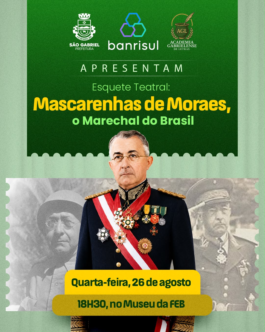 Museu da FEB recebe esquete teatral em homenagem ao Marechal Mascarenhas de Moraes