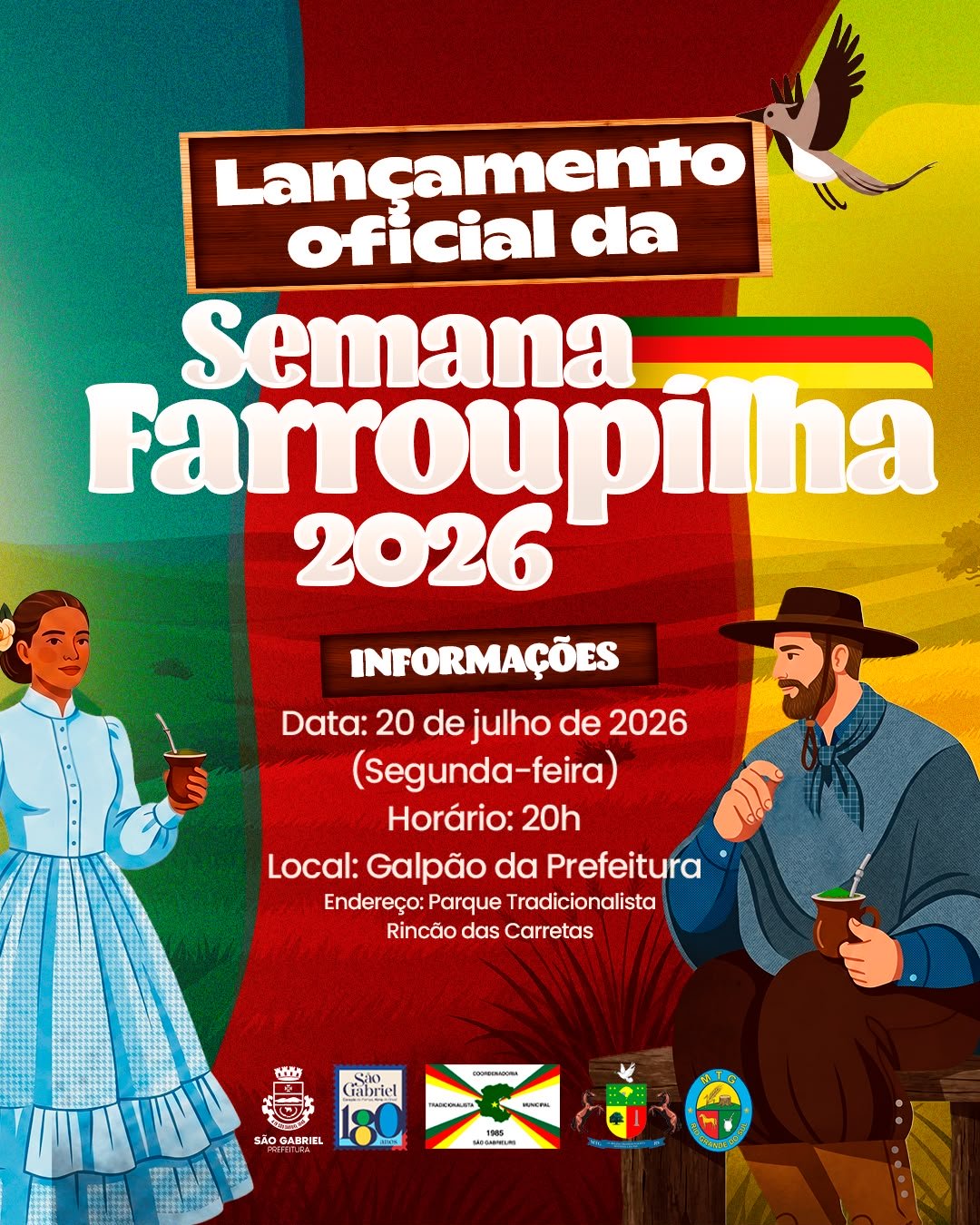 Festejos Farroupilhas 2026 terão lançamento oficial no dia 20 no Parque Tradicionalista