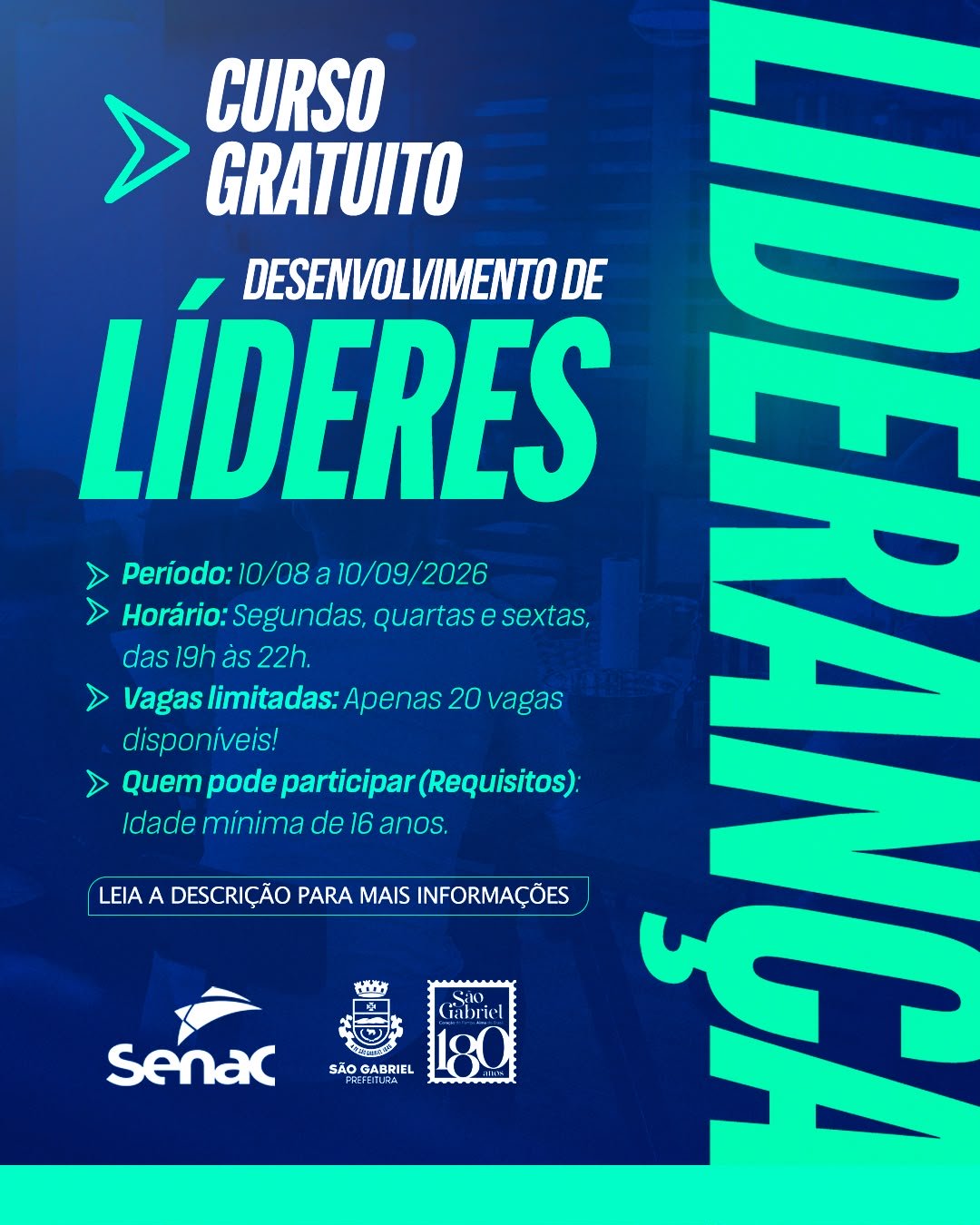 Prefeitura abre inscrições para curso gratuito de Desenvolvimento de Líderes nesta quinta (16)