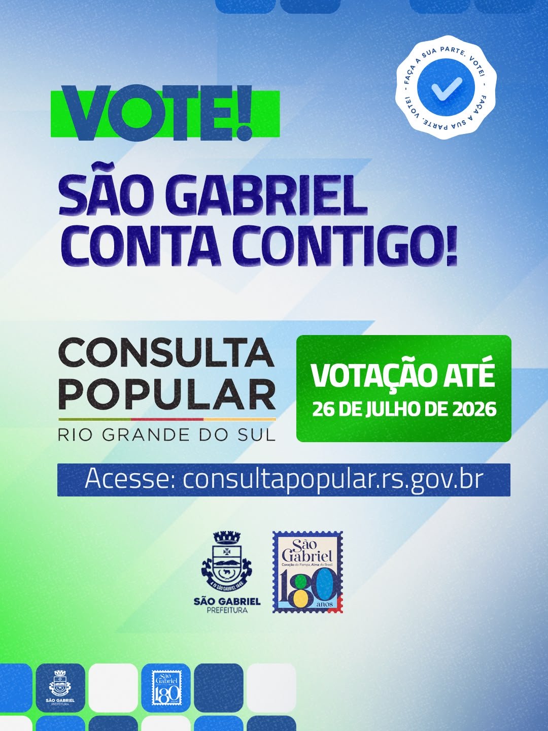 Prefeitura de São Gabriel mobiliza população para participar da Consulta Popular 2026; votação segue até 26 de julho