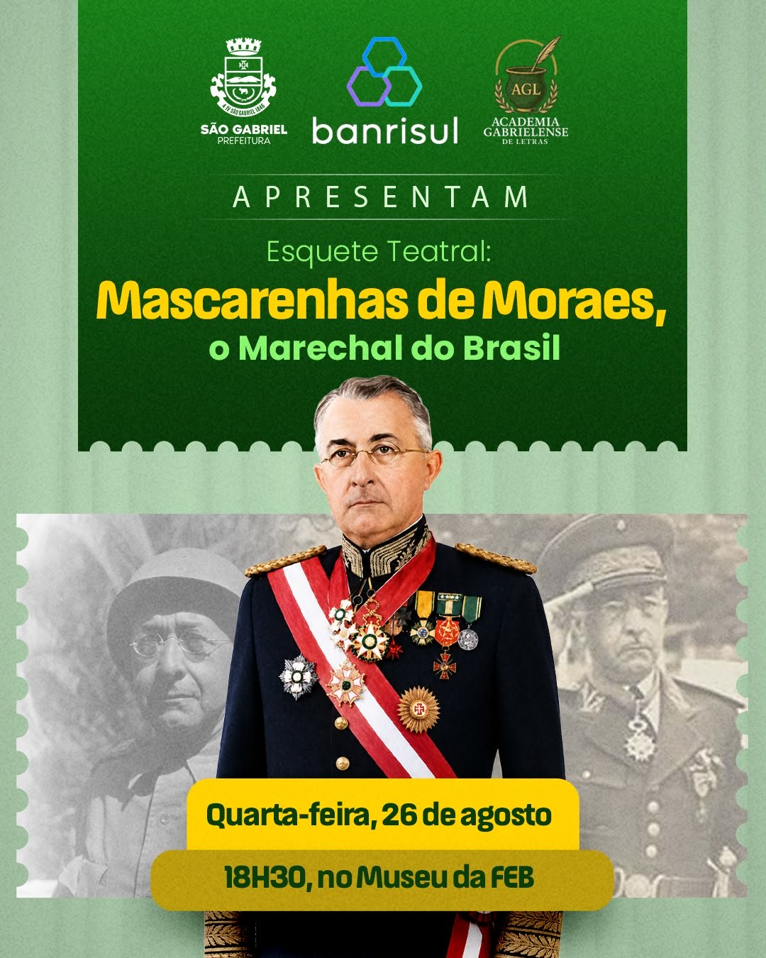 Museu da FEB recebe esquete teatral em homenagem ao Marechal Mascarenhas de Moraes
